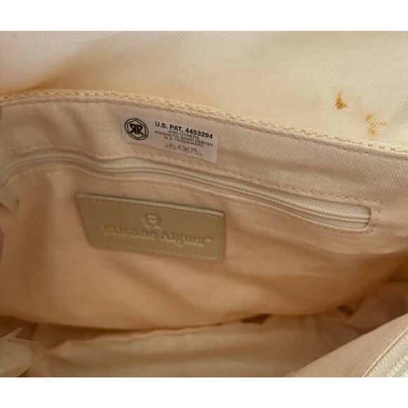 Etienne Aigner Woven Cream Snap Close Leather Strap Crossbody Bag New - Picture 5 of 13